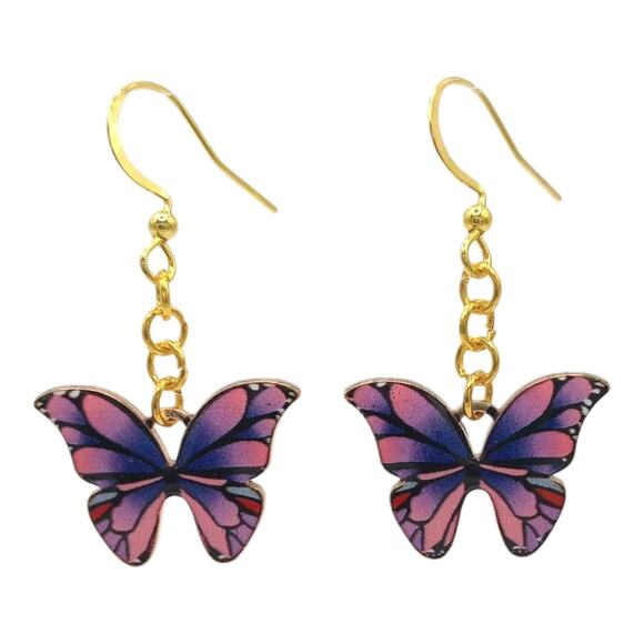 Purple Butterfly Earrings Y2K Cute Boho Cottagecore Fairycore Jewelry - Picture 1 of 3